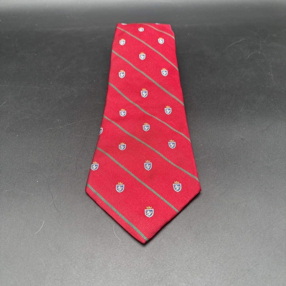 Polo Ralph Lauren Crest Shield Red Green Stripe Silk Tie Repp Stripes USA - Picture 4 of 16